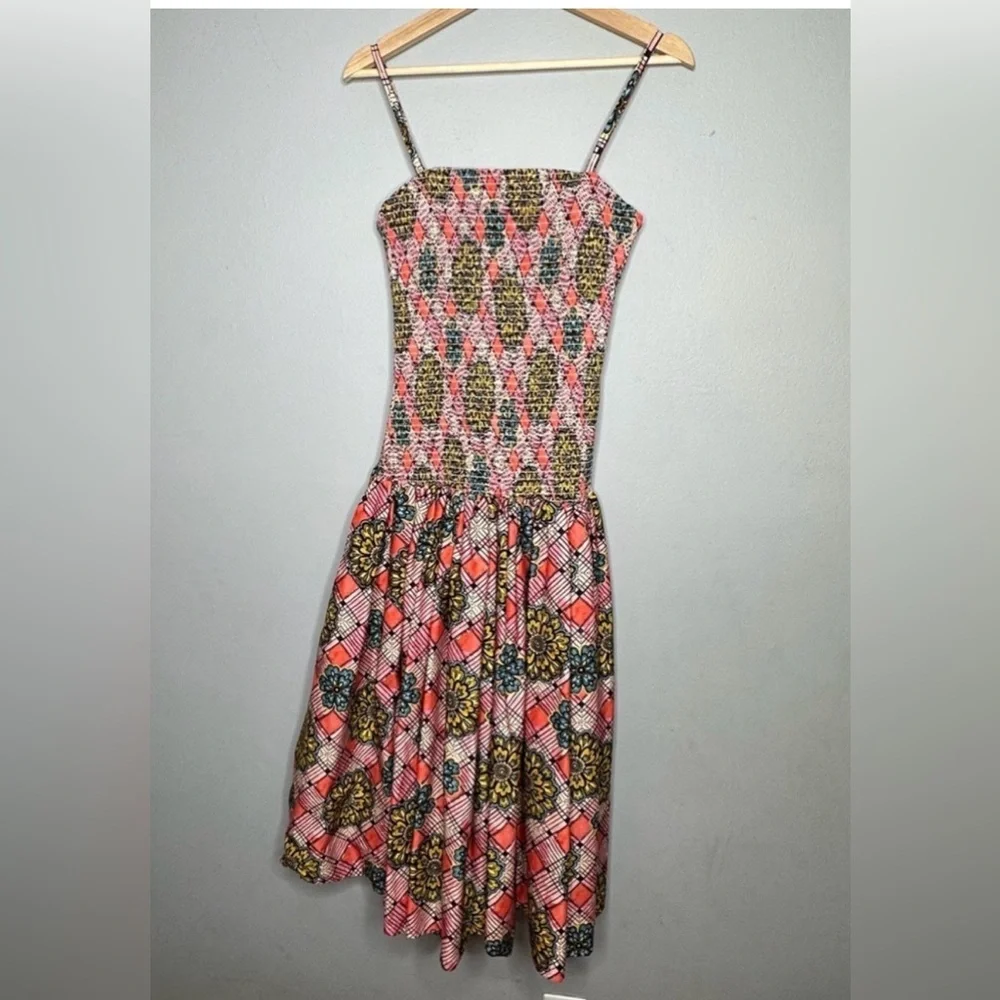 Autumn Adeigbo Winnie Midi Dress NWT Size 8 Pink Floral Smocked Cotton - Picture 5 of 16